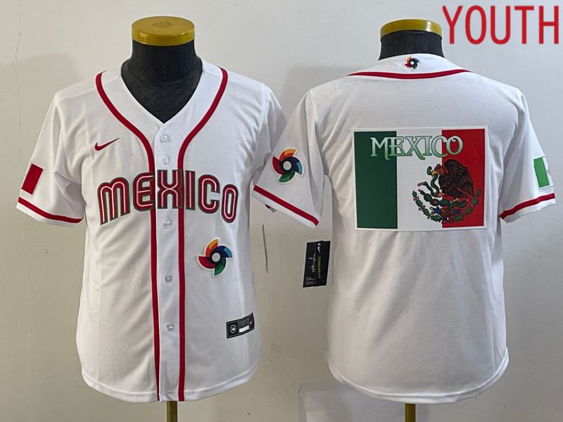 Youth 2023 World Cub Mexico Blank White Nike MLB Jersey